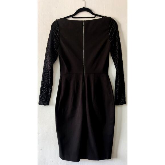 Roland Mouret Black Sheath Dress Embroidered Long Sleeve Size 0 Cocktail - Picture 3 of 6